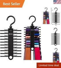 Black Glossy 2-Pack Tie Hanger – Ideal for Stylish Closet Organization