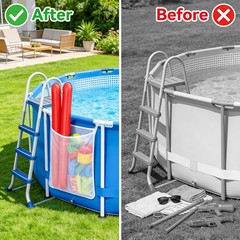 Poolside Mesh Storage Bags Adjustable Straps for Toys Noodles Floats Beach Balls