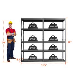 NAIZEA Garage Shelving Heavy Duty Storage Shelf Rack 5 Tier 400lbs Each Layer