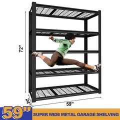24″ D x 59″ W x 72″ H Garage Shelving Heavy Duty 5 Tier Metal Storage Shelves