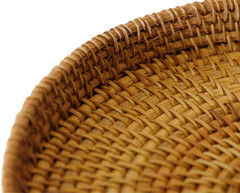 Hand Woven Rattan Serving Basket 9.45 Inch – round Platter for Fruit, Snacks, Ap