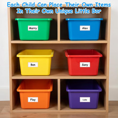 Colorful 6PCS Stackable Storage Bins with Labels for Toys & Organizing