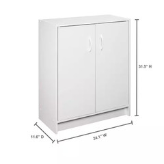 32 In. H X 24 In. W X 12 In. D White Wood Look 2-Door Stackable Storage Organize
