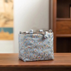 16cm Vintage Chinese Yun Brocade Tea Set Storage Bag Thickened Shockproof Pouch