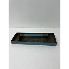 Vintage Blue Metal Tool Tray w Handle Caddy Planter Rustic Shabby Industrial Old