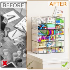 9 Pack Small Acrylic Drawers With 18 Drawers,Clear Drawer Organizers Stackabl…