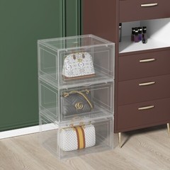 6-Packs Magnetic Drop Side Shoe Box Storage Containers Sneaker Display Cases