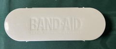 Band Aid Plastic Container Box Hinged Lid Empty Storage White
