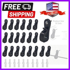 32Pcs Black Down Wall Clips for Wire Shelving – Heavy Duty Plastic Loop Brack…