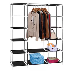 68.9 In. H X 59 In. W X 17.7 In. D Black Non-Woven Fabric Wardrobe Portable Clos