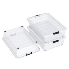 Idotry 50 Quart Under Bed Storage Box, Stackable Bin with Lid & Wheels, 3-Packs