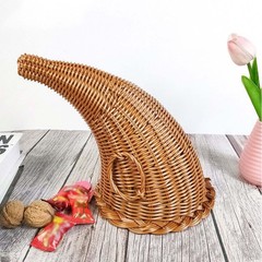 Thanksgiving Cornucopia Basket Table Centerpiece Decorative Fruit Basket for