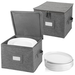 2 PCS China Storage Containers Hard Shell 10×8 Inch 24 Felt Dividers Grey
