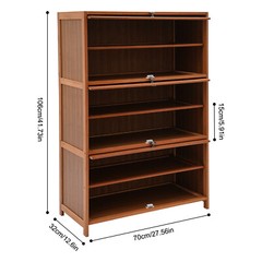 32In Entryway Bamboo Shoe Cabinet 7-Tier Storage w/ 3 Flip-Up Doors