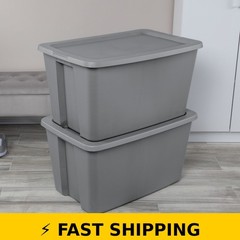 Sterilite 30 Gallon Storage Bin with Snap-On Lid – Gray
