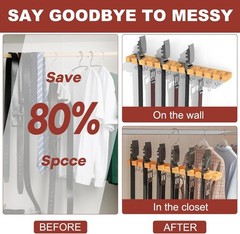 Belt Hanger for Closet Max 42 Belts, 2-In-1 Wall Mount Belt Organizer with 360°