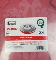 New 24″ Diameter Plastic Red Wreath Storage Box Holiday Christmas Homz