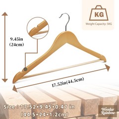 Premium Wooden Hangers 10 Pack, Solid Wood Hanger with Non Slip Pant Bar, Hea…