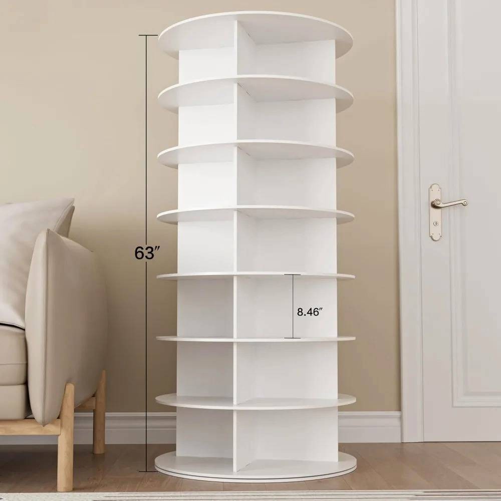 Rotating Shoe Rack Tower 7 Tier Free Standing Shoe Organizer Round Carousel Rack
