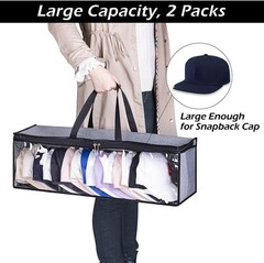 2 PCS Wide Hat Storage Baseball Caps Organizer W/ 2 Sturdy Handles Hat Racks