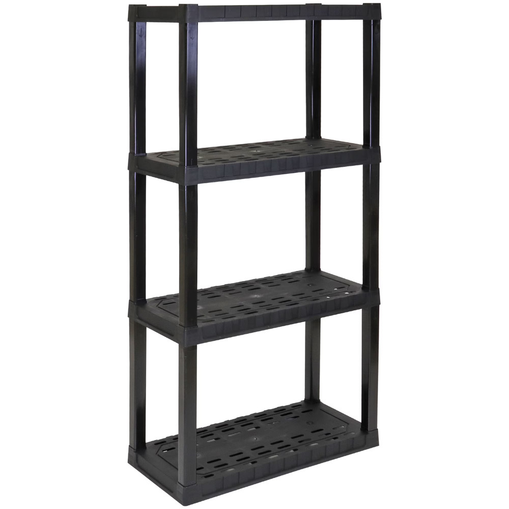 Hyper Tough Plastic Storage Shelves Garage Shelving Unit 4-Tier 57″H x 14″D x 30