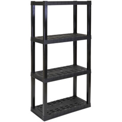 Hyper Tough Plastic Storage Shelves Garage Shelving Unit 4-Tier 57″H x 14″D x 30