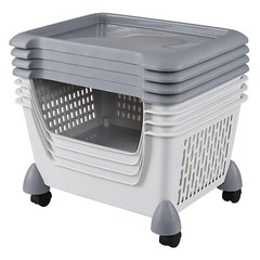 Idotry 4-Packs Plastic Stackable Storage Bins – Large Storage Basket with Wheels