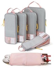 6 Set /4 Set/2 Set Compression Packing Cubes for Travel, Set of 6 Baby Pink