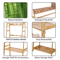 Wooden Clothes Rail Rack Garment Dress Hanging Display Stand Shoe Rack Storage