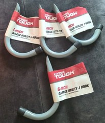 Hyper Tough 6 In. Wall Mounted Garage Utility Metal J Hook New Lot Of 4