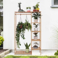 Freestanding Large Wood Clothing Garment Rack Shelf Clothes Hanging Rack Closet