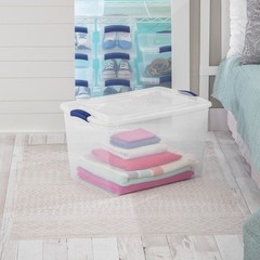 66 Quart Stackable Storage Bins W/ Lids Organizing Clothing Blankets 6 Count New