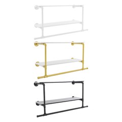 2 Tiers Wall Mounted Clothes Rail Clothes Hanging Rack Shop Display Stand Rack