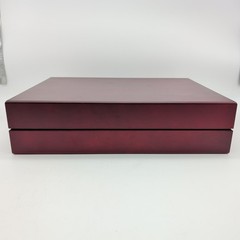 Cutlery Canteen Case Empty Wooden Flatware Box Dark Red With Blue Lining Storage
