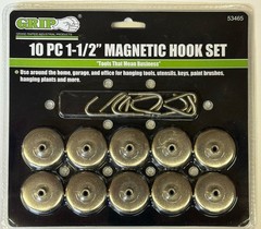 Grip 10pc 1-1/2″ Magnetic Hooks Refrigerator Shop Organization 8 LBS Set 53465