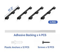 KIMBORA 4 Packs Hat Rack for Wall, 1.29 x 17.3 x 1.18 inches, Black