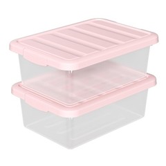 2 PCS 14 Quart Clear Plastic Latching Storage Bin Container Tote Box Lid