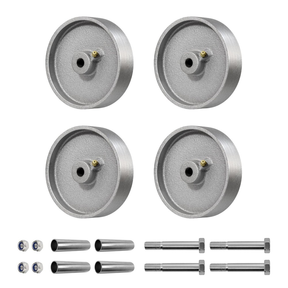 4 PCS 5×1.25 Inch Industrial Caster Wheels Semi Steel Cast Iron 500 Lbs Each