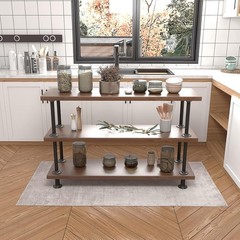 3-Tier Industrial Pipe Table Leg Set Iron Base Legs Rustic Iron Pipe Shelves
