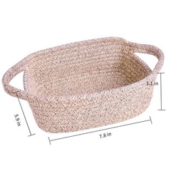 Small Storage Basket,Mini Basket,Cute Tiny Cotton Rope Woven Basket,Shelf Basket