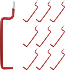 10 Pcs Screw in Ladder Hook Red Screw-in Garage Hooks 19.2cm/7.56″ Wall