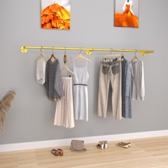 Industrial Pipe Clothes Rack Wall Mounted Hanging Bar Garment Rail Detachable