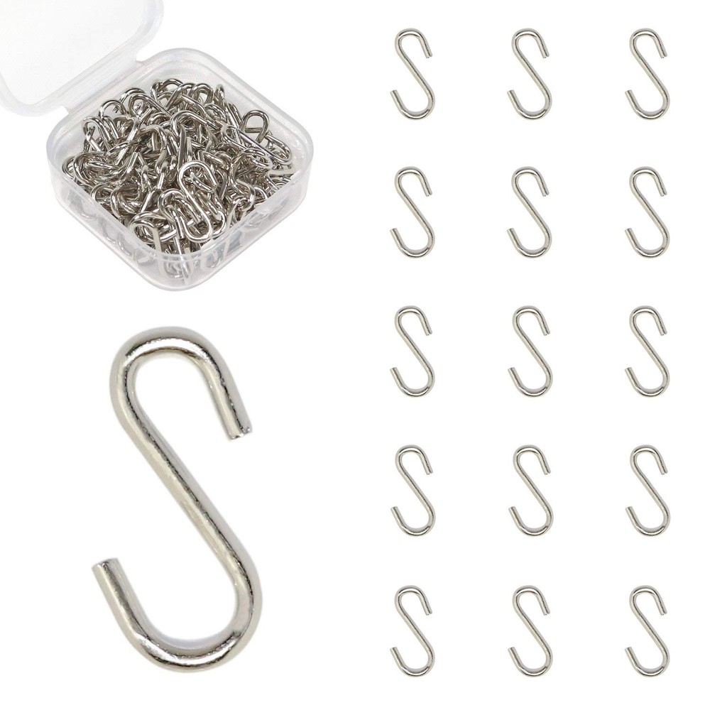 Mini S Hooks Connectors S Shaped Wire Hook Hangers 100pcs Hanging Hooks for D