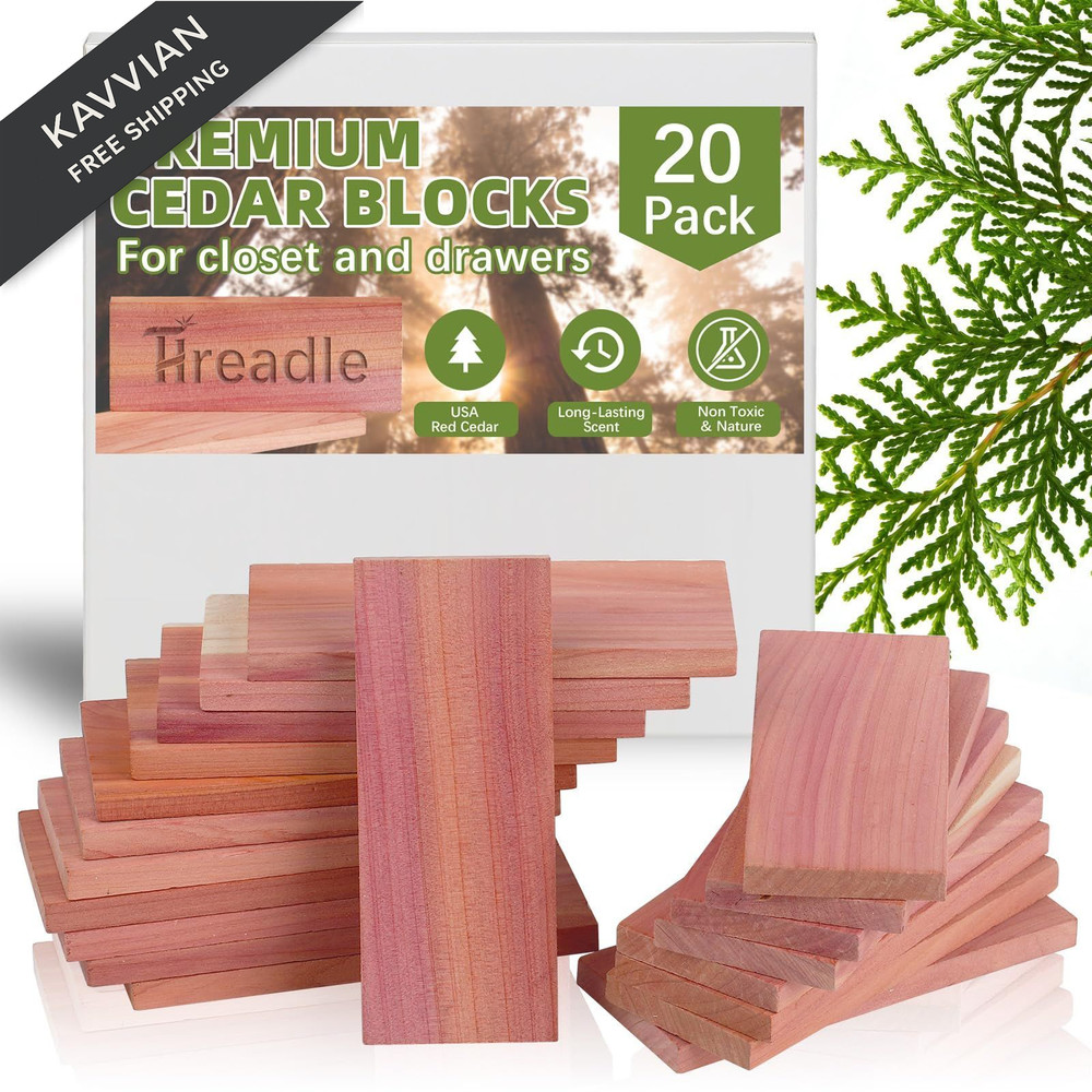 Natural Red Cedar Blocks for Clothes Storage, 20 1 Count (Pack of 20),