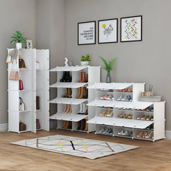 48 In. H 32-Pair White Plastic Shoe Rack