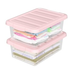 14 Quart Basic Clear Storage Box with Pink Lid Pack of 2