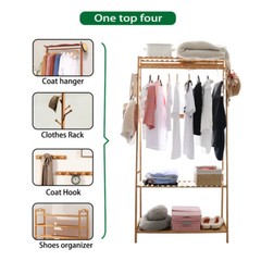 Wooden Clothes Rail Rack Garment Dress Hanging Display Stand Shoe Rack Storage