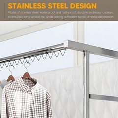 Large Size Garment Rack Clothes Double Rails Hanging Heavy Duty&5 drying racks