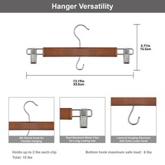 Walnut Finish Wood Pant & Skirt Adult Hangers, 3 Count