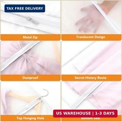 6 Pack Garment Bags 60 * 100cm,40in PEVA Translucent Garment Covers, Suit Storag